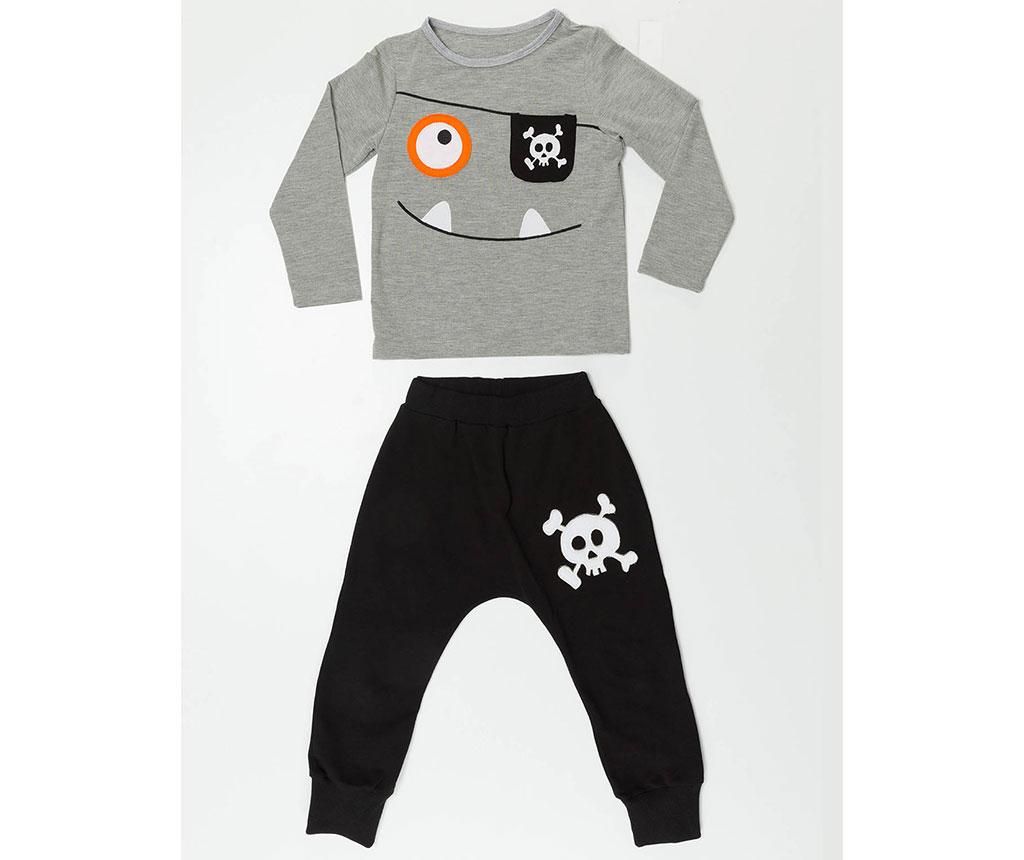 Set bluza si pantaloni pentru copii Baggy Happy Pirate 8 ani – Denokids, Gri & Argintiu,Negru Denokids
